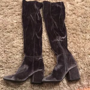 Thigh-high velvet boots